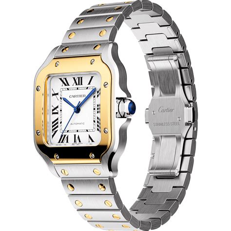 reloj cartier santos acero y oro|cartier square watch.